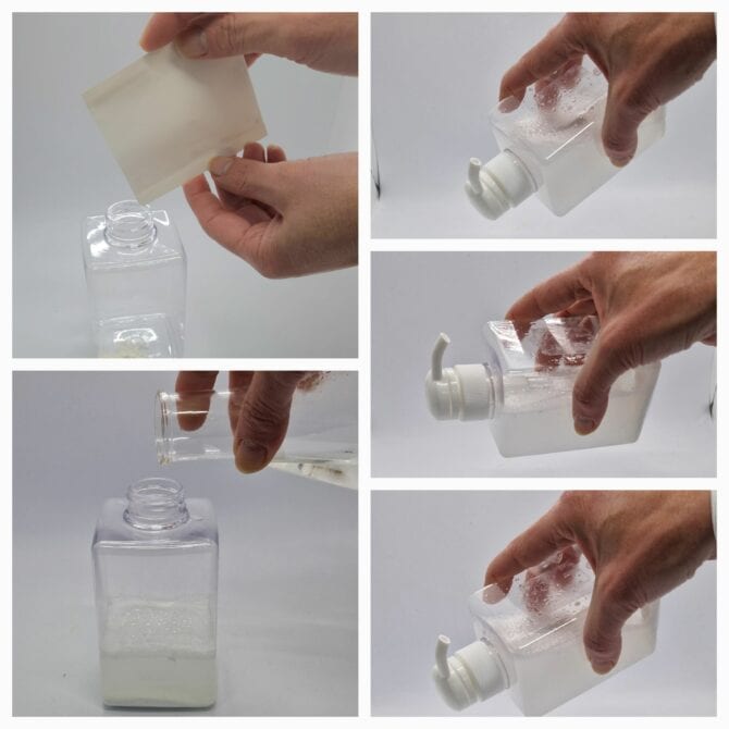 Gel en polvo reconstituido